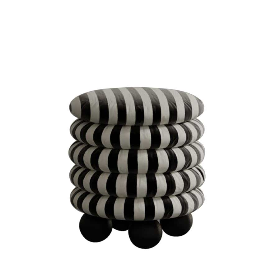 Bombs Puf Siyah Beyaz Cizgili