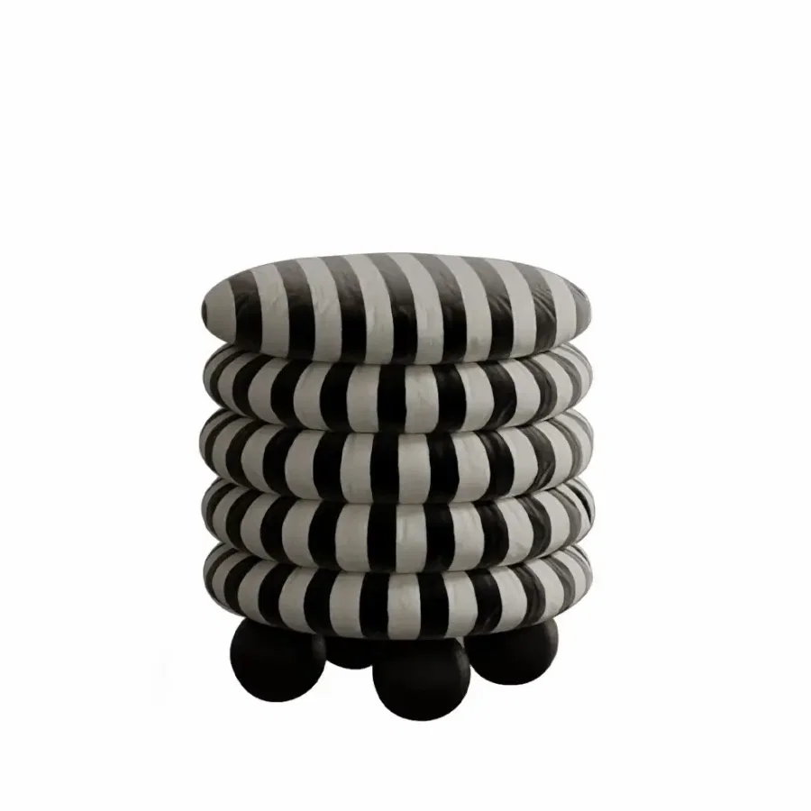 Bombs Puf Siyah Beyaz Cizgili